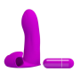 Stimulator clitoris PRETTY LOVE Maxwell, din silicon moale, cu husă pentru deget si vibrator bullet detasabil, mov